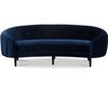 Maci Velvet Round Arm Curved Sofa 3-Seater Sofa in Dark Blue