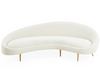 Edith Fabric Round Arm Curved Sofa 3-Seater Sofa White Boucle Upholstery Sofa