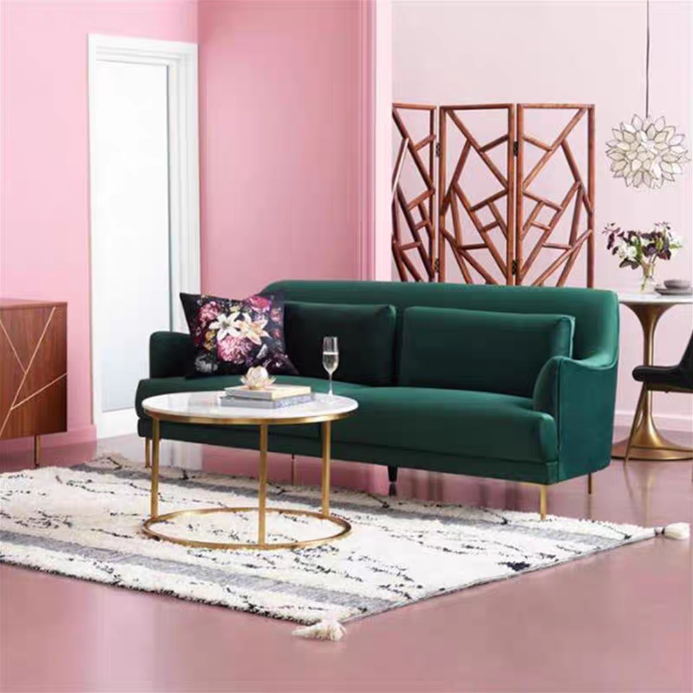 European style 1/2/3 seater classic vintage green tufted sectional velvet sofa set for home living room