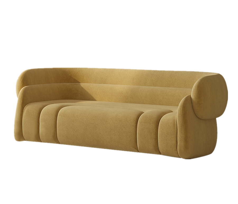 Nya Yellow Flannelette Curved Sofa Armchair