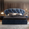 Haden Blue Fabric Wide Headboard Luxury Modern Bed Frame King Size