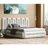 Alaula Blue Velvet Luxury High Headboard Bed Frame