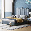 Allyson Blue Velvet High Headboard Modern Bed Frame