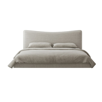 Altresha Gray Linen Fabric Minimalist Floating Bed Frame