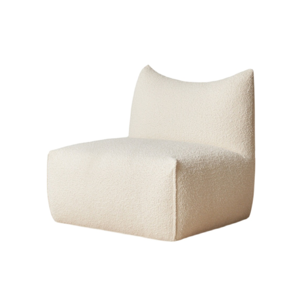 Denise White Boucle Lounge Chair Cute Armless Chair