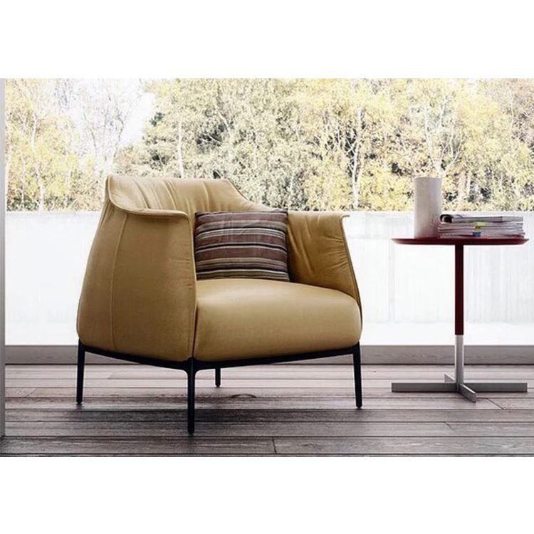 New fashion custom modern coffee house living room single blue leather sofa chair set