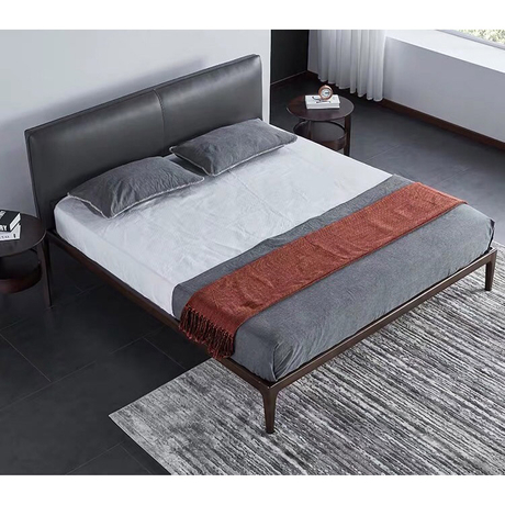 Microfiber simplicity King Size metal feet leather modern double bed Frame