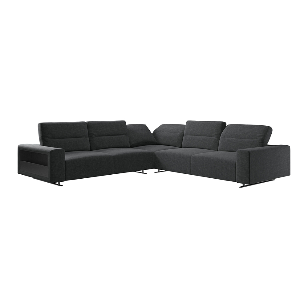 High End Modern Home Furniture Sectional L Shaped Black Fabric Couch Living Room Sofa