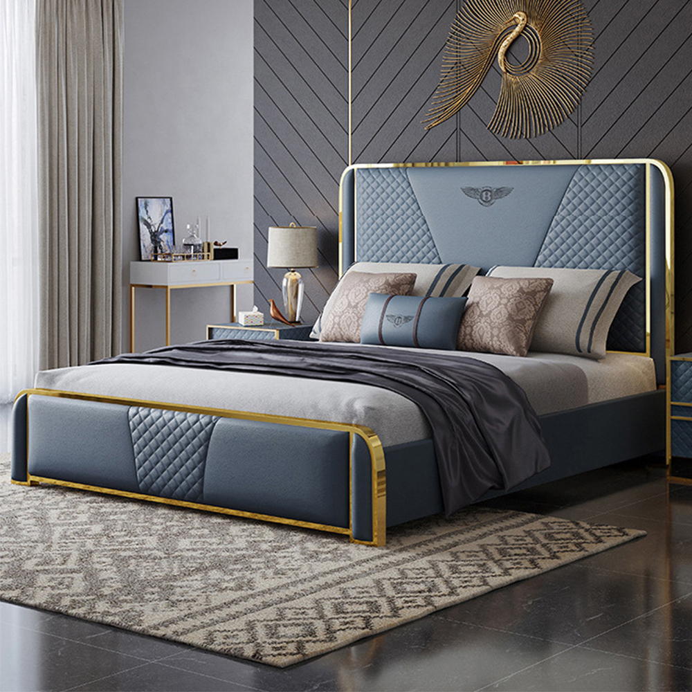 Life Home Premiere Classic Modern Latest Slat Support King Size Metal Beds Platform Wooden Bedding Set