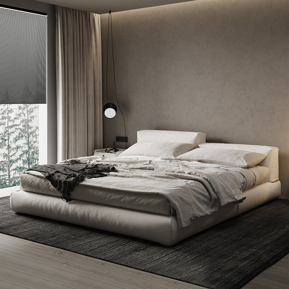 Eisa Technical Fabric Contemporary Minimalist Bed Frame King Size