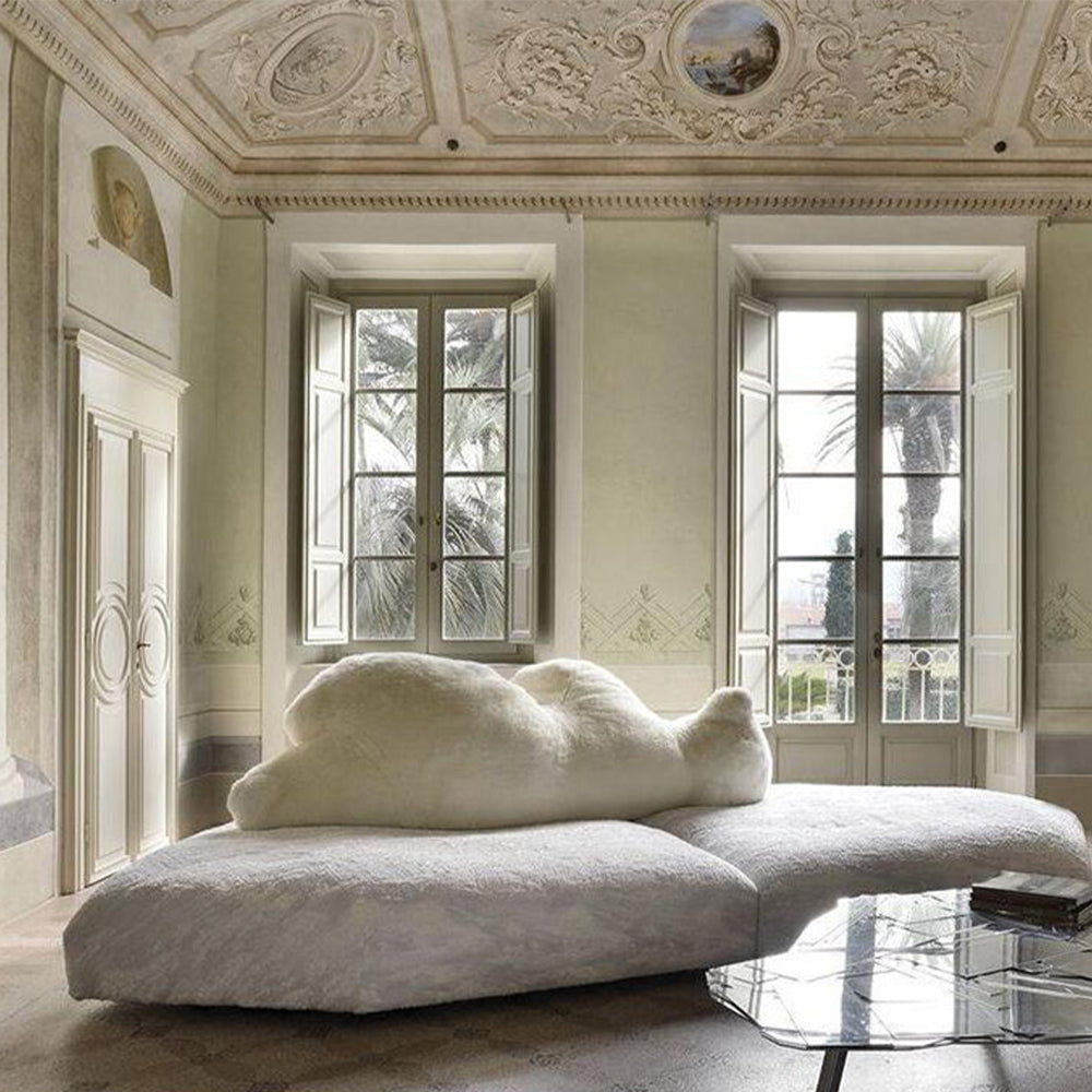 Polar Bear Hug Luxury Sofa Cloud Fabric Special Design 3-Seater Sofa in Grey/Black