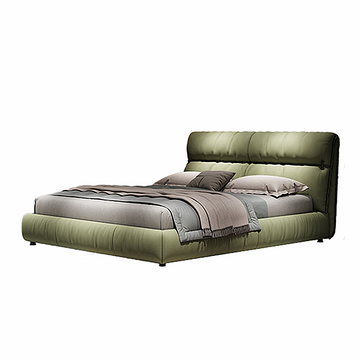 Loup Technical Fabric Upholstered Bed Frame King Queen Size in Green/Pink/Gray