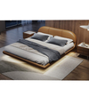 Aguilar Brown Microfiber Leather Modern Floating Bed Frame